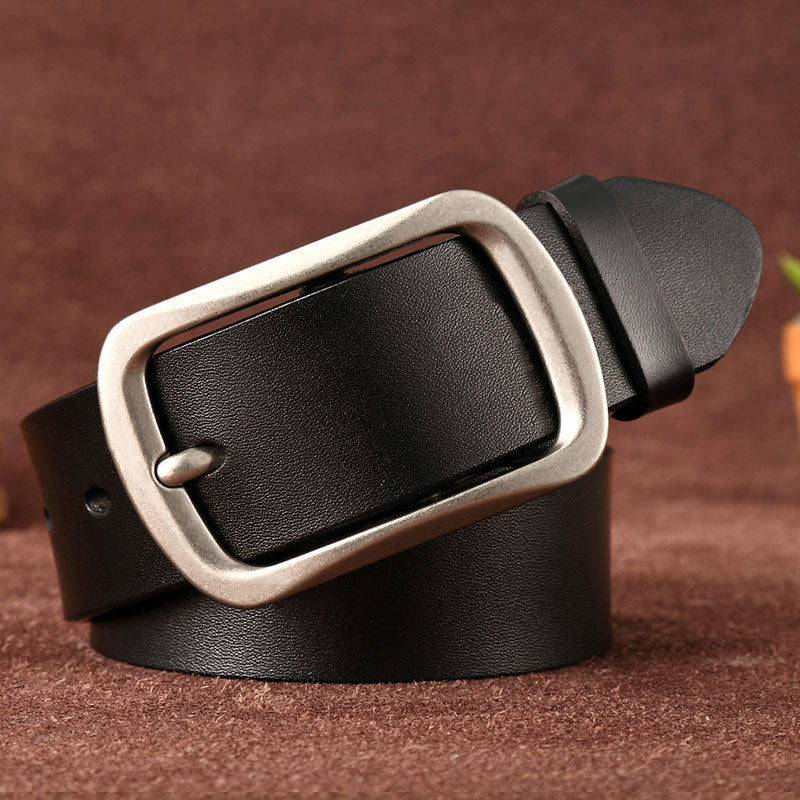 Wholesale Genuine leather belt men' s pin buckle youth retro casual jeans